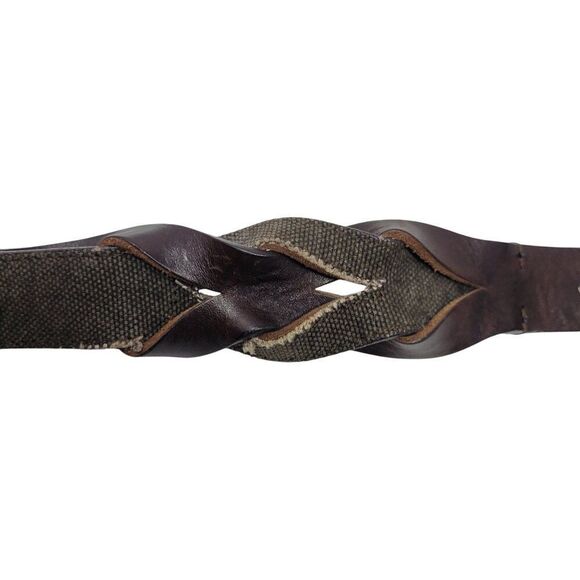 John Barritt Handmade Italian Brown Genuine‎ Leather Woven Braided Belt Sz L main image 10